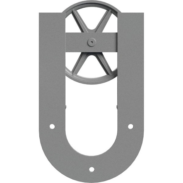 Ekena Millwork Premium Wagon Wheel Horseshoe Roller Hanger w/ Bolts for Barn Door for 2 1/4" Doors, Flint Gray GB60015R2WFG - main